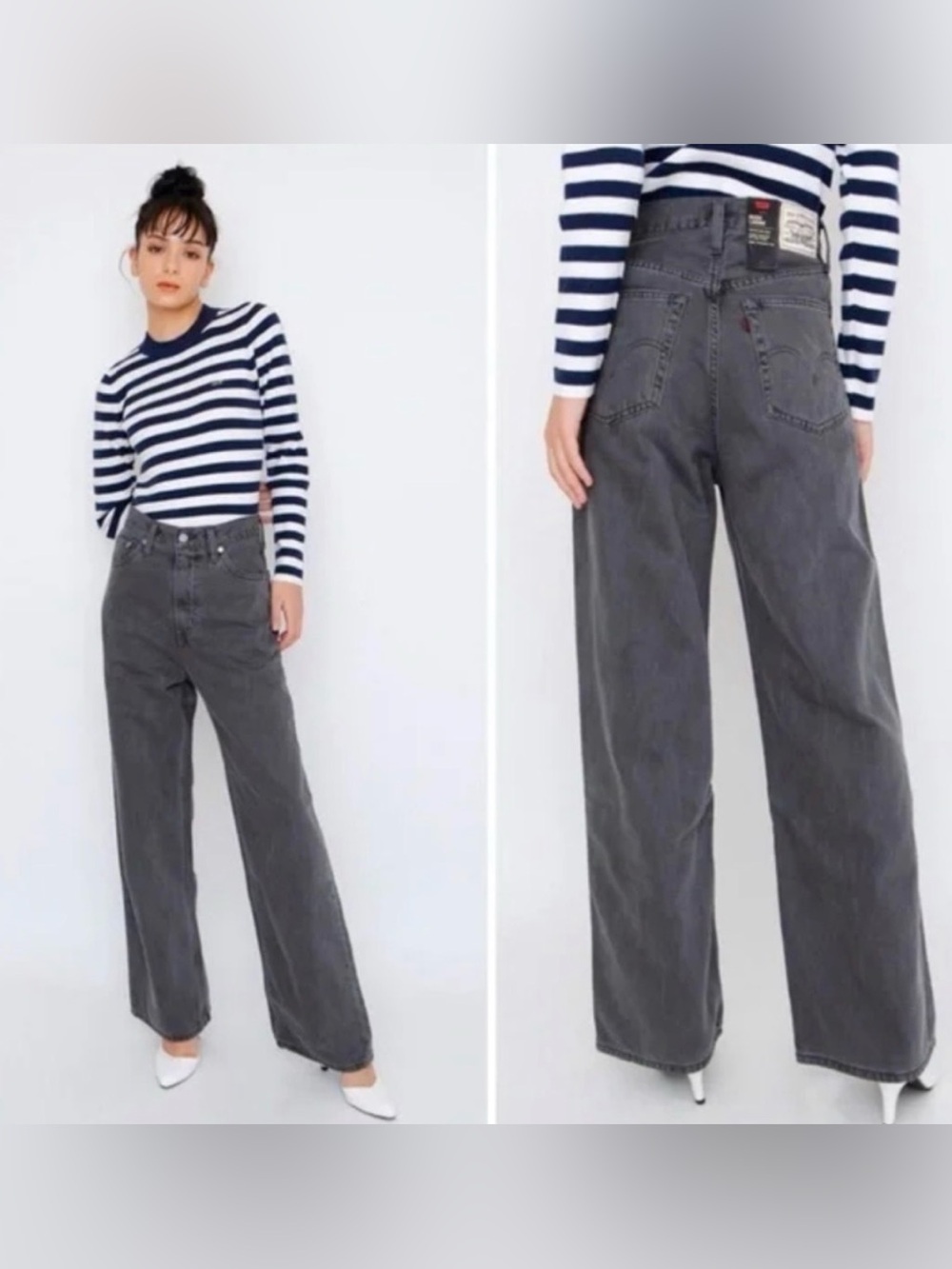 Levi's High Rise Wide Leg Jeans in Charcoal Black